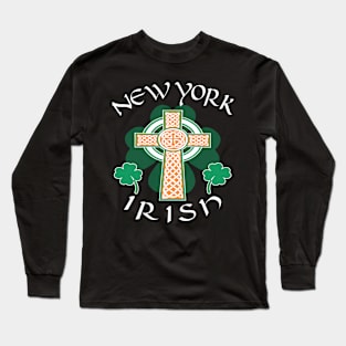 Saint Patrick's Day New York Irish American Shamrock Celtic Cross Pride Long Sleeve T-Shirt